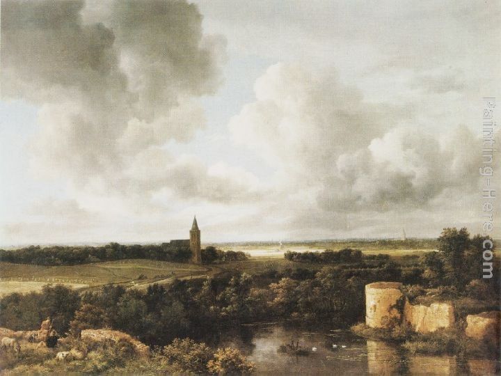 Jacob van Ruisdael Landscape with Church and Ruined Castle